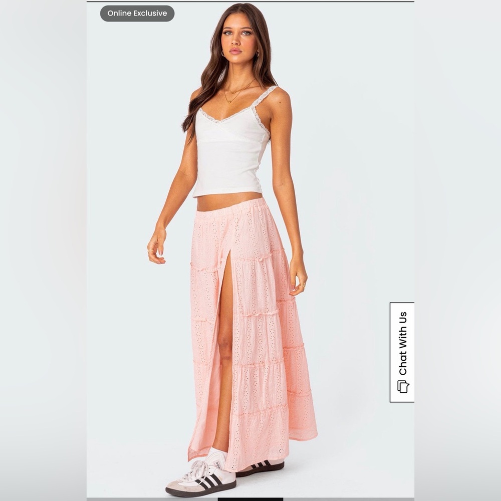 Edikted Light Pink Maxi Skirt - Picture 3 of 10